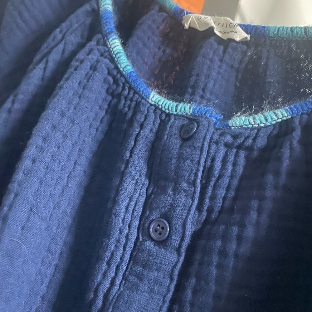 Lovestitch Blue Smocked Puff Sleeve Blouse - Picture 2 of 6